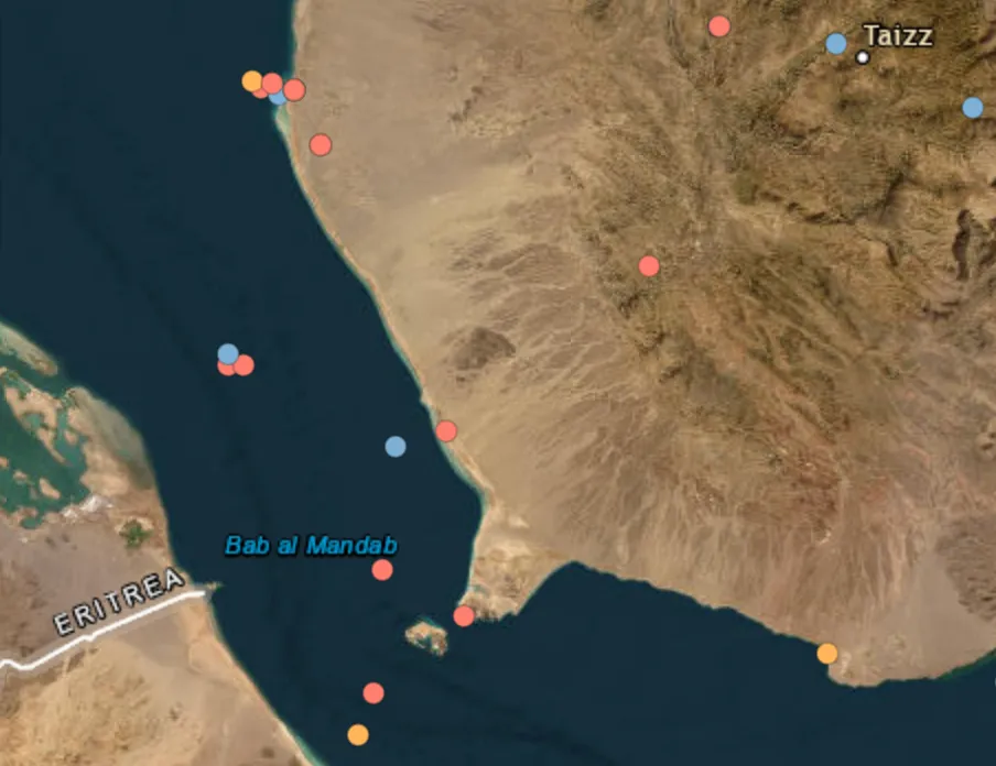 Explosion reported near a commercial ship in the Bab el-Mandeb Strait
